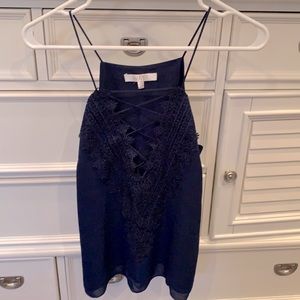 Deep V lace-up tank top